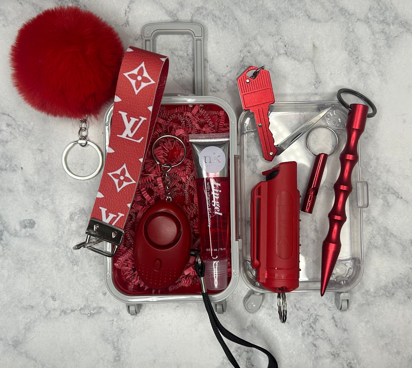 Red L V Mini Suitcase