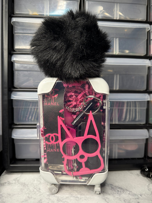 Hot Pink and Black Chanel Mini Suitcase