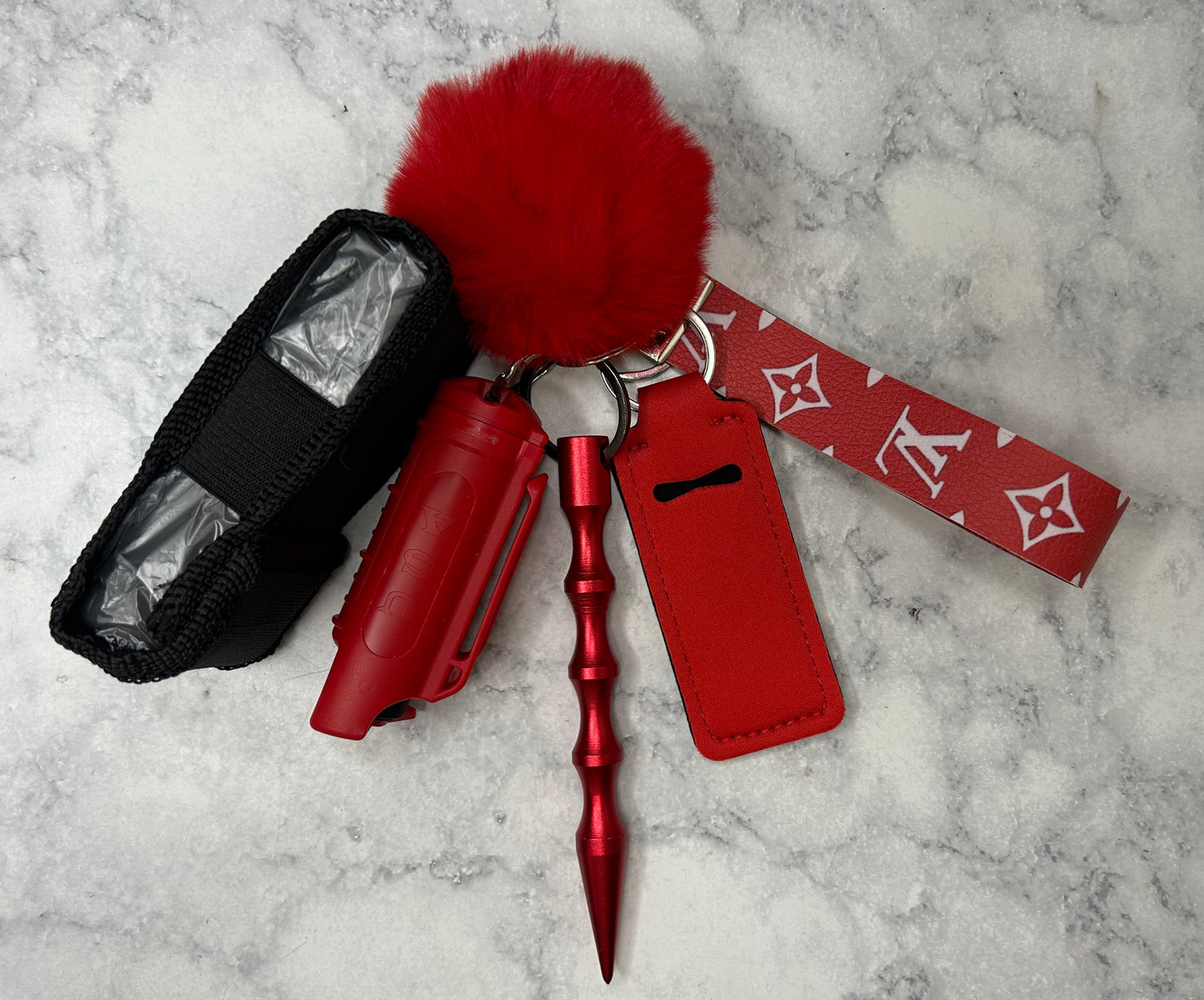 Red L V Keychain