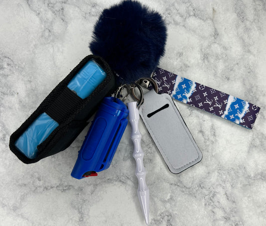 Blue and White Ombré Keychain