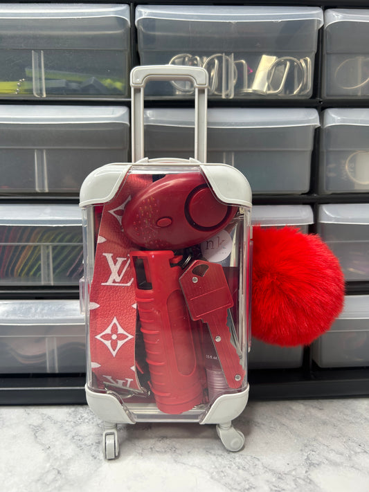 Red L V Mini Suitcase