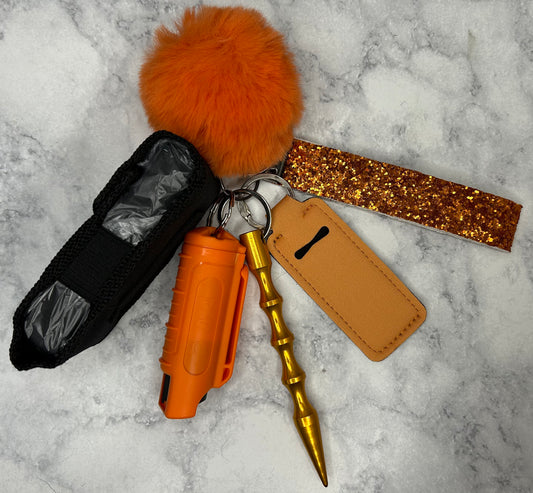 Orange Glitter Keychain