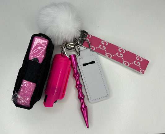 Hot Pink Guccii Keychain