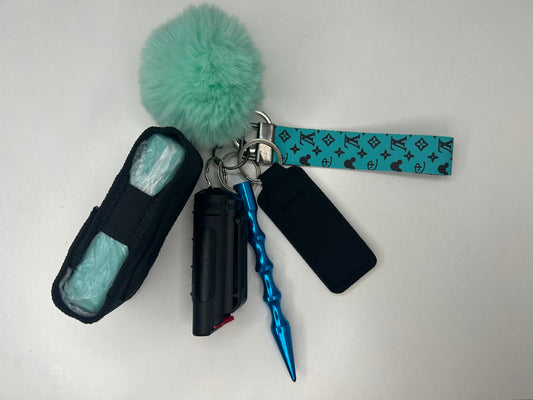 Turquoise Disney LV Keychain