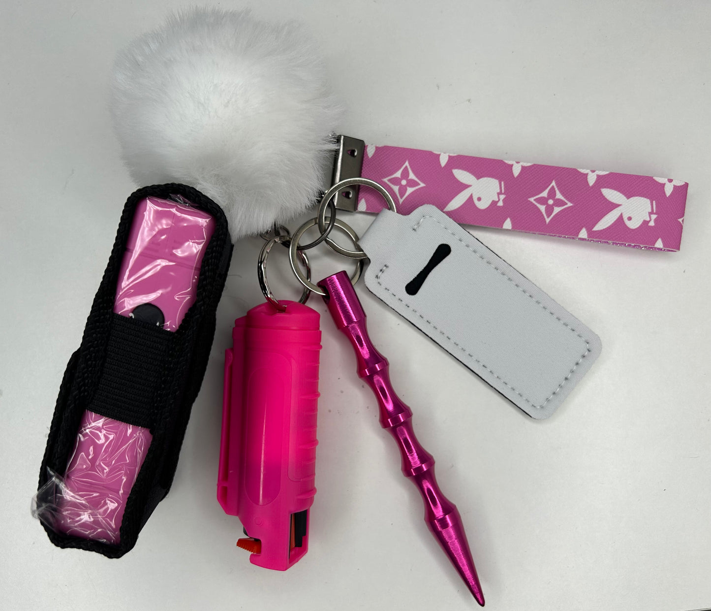 Pink Playboy L V Keychain