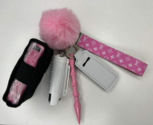 Pink L V Keychain