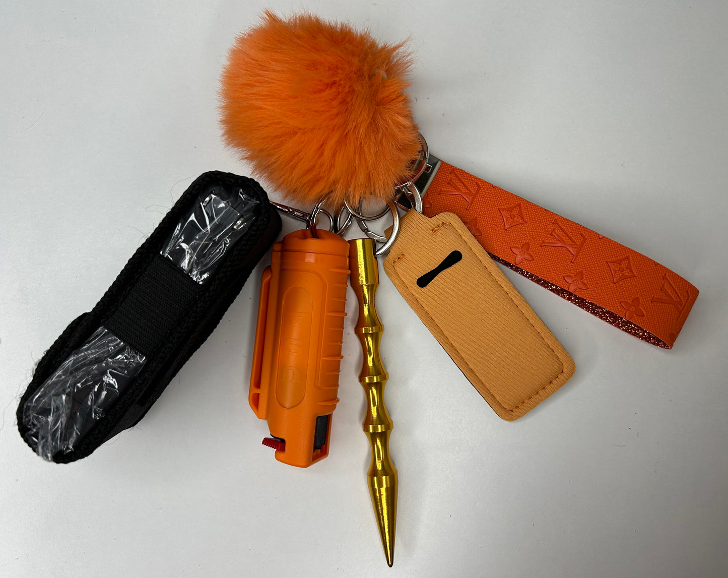 Orange L V Keychain