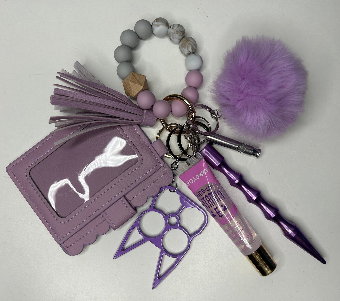 Lilac Beaded Keychain