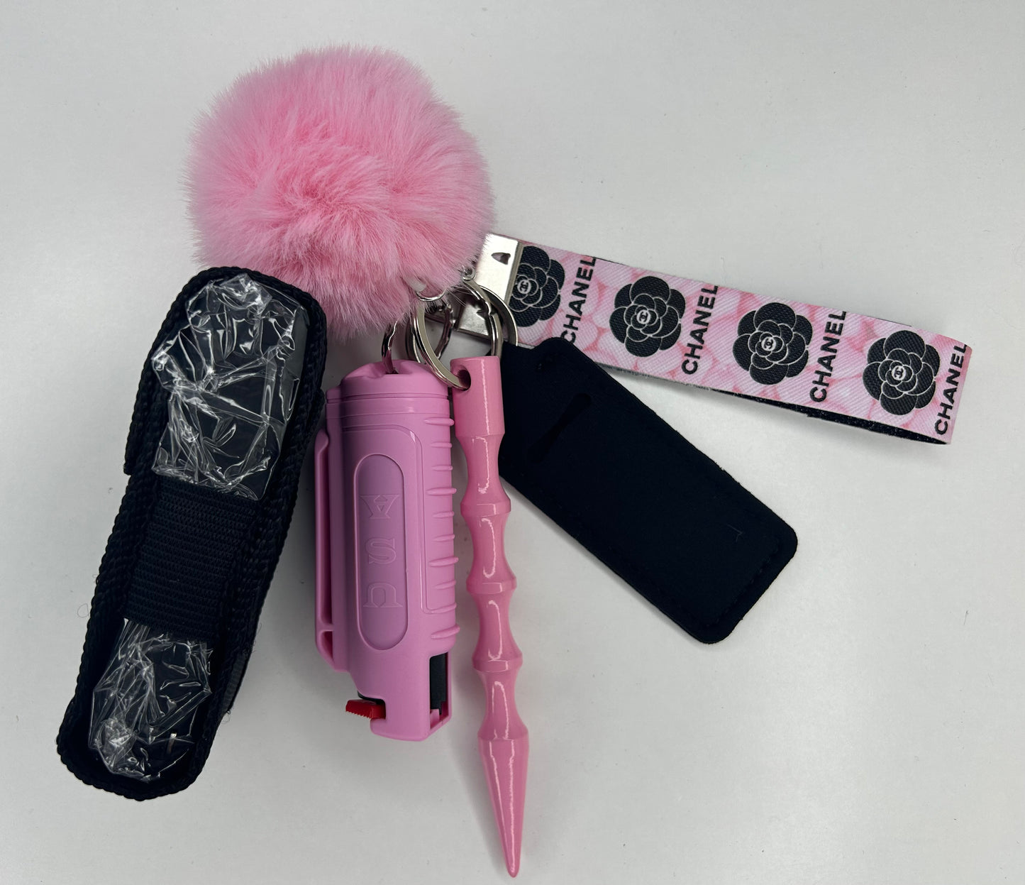 Pink Chanel and Roses Keychain